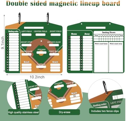 Baseball Dugout Organizer Dugout Equipment Includes Hanging Baseball Helmet Bag 12 Bats Hanging Bat Bag Magnetic Lineup Board, Serving for 15 Players Helmets Name Tags Gloves Roster Lineup - Image 4