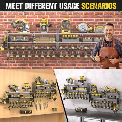 2 Pack Power Tool Organizer Wall Mount, 3-Layer,18 Drill Holders - Image 4