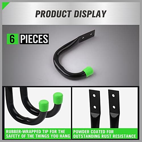 SWANLAKE Heavy Duty Garage Storage Utility Hooks, Utility Hooks for Garage Wall,Color Black (6PCS) - Image 4