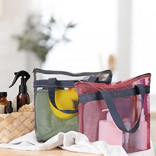 12 Pcs Mesh Shower Caddy Portable 12.2 x 10.24 In Large Gym Shower Bag Bulk with Zipper Quick Dry Shower Bag Hanging Toiletry and Bath Organizer for Swimming Camping Travel College Dorm Beach Sports - Image 7