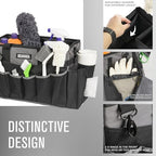 SCAVATA Wearable Cleaning Caddy Bag, Cleaning Caddy Supplies Organizer with Handle & Shoulder Straps for Housekeepers, Under Sink & Car Cleaning Tool Organizers with 4 Foldable Divider (DarkGrey) - Image 3