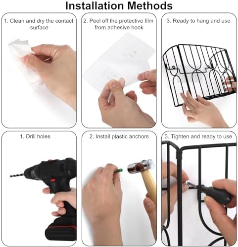 DEAYOU Kitchen Wrap Organizer Rack Wall Mount, Cabinet Door Storage Basket, Sturdy Metal Aluminum Foil Holder for Sandwich Bag, Wax Paper, Plastic Wrap, Food Bag, Cutting Boards, Black - Image 5