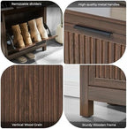 4-Flip Drawer Shoe Cabinet Narrow Entryway Rack, Brown - Image 5