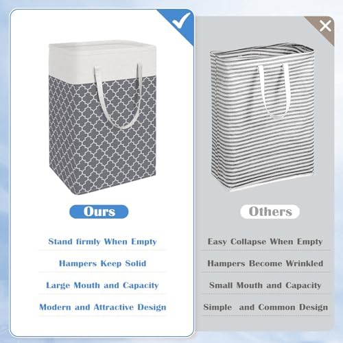 BlissTotes 3-Pack Laundry Basket, Laundry Hamper, Light Grey, 100L - Image 3
