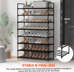 Hsscblet 8-Tier Metal Shoe Rack for Closet and Entryway with Hooks, Black - Image 3
