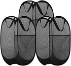 BATTOO Deluxe Strong Mesh Pop up Laundry Hamper Basket with Side Pocket for Laundry Room, Bathroom, Kids Room, College Dorm or Travel 3 Pack Black by BATTOO