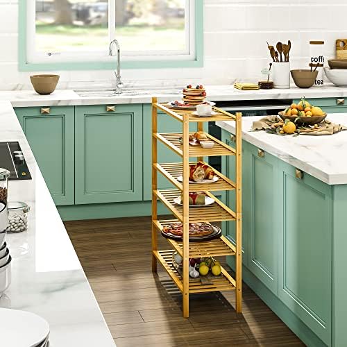 BMOSU 6-Tier Bamboo Shoe Rack Premium Stackable Shoe Shelf Storage Organizer for Hallway Closet Living Room Entryway Organizer (Natural Bamboo) - Image 6
