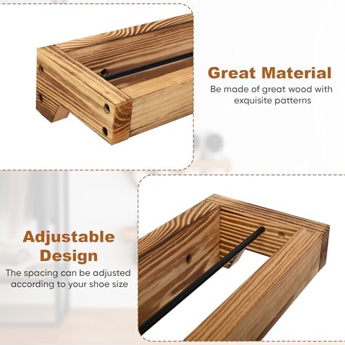 Nisorpa 20 Inch Rustic Burnt Wood Hanging Shoe Rack, Set of 4 - Image 4