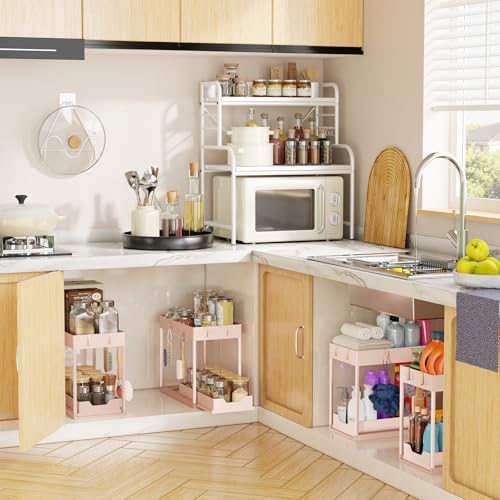 Simple Trending Under Sink Organizer 2 Pack, with Sliding Drawer, Pink - Image 6