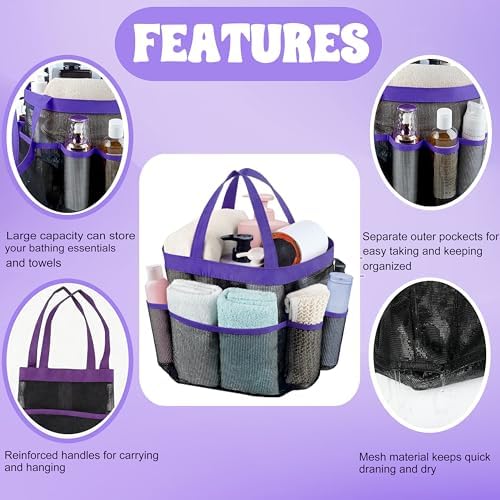 Mesh Shower Caddy Portable - 9 Pockets, Shower Bag for Dorm Room Camping - Image 3