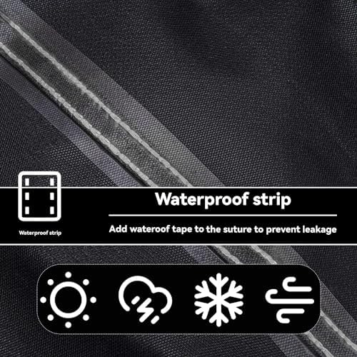 Outdoor Dining Table Cover - Heavy Duty Waterproof Cover for Patio Metal Steel Slat Table, Compatible 60" x 38" Black - Image 4