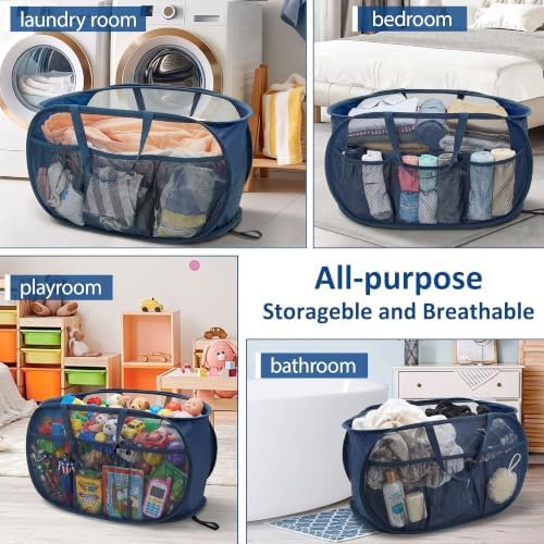 Pop Up Laundry Hamper with Convenient Bags, Upgrade Collapsible Laundry Baskets, Foldable Laundry Basket Mesh Light Weight, Easy to Carry Clothes Hampers for Laundry, Dorm, Toys, Travel 5 Pack - Image 7