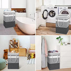 HomeHacks 2-Pack Large Laundry Basket, Waterproof, Freestanding Laundry Hamper, Collapsible Tall Clothes Hamper with Extended Handles for Clothes Toys in the Dorm and Family Gradient Grey, 88L | Waterproof, Freestanding, Collapsible Clothes Hamper with... - Image 6