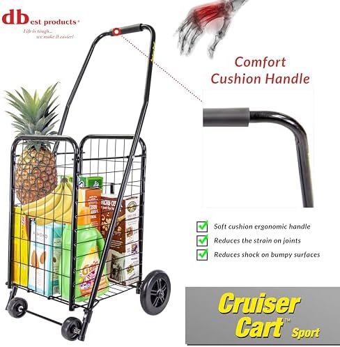 dbest Products Cruiser Cart Sport, Foldable Grocery Cart on Wheels,Multi-Use Collapsible Folding Laundry Basket with Wheels - Image 2
