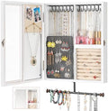 Keebofly Wall Jewelry Organizer Cabinet with Mirror,Rustic Wood Storage for Necklaces, Earrings, Bracelets & Rings, Large-Capacity Hanging Cabinet – White by Keebofly