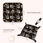 PU Leather Jewelry Valet Tray, Portable Catchall Tray for Keys, Wallet, Watch, Travel Organizer for Nightstand Desk Entryway Home Decor Gift for Women Men Rock Skeleton Hand - Image 5