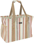 BALEINE Extra Large Utility Tote Bag with Reinforced Wire Frame, Reusable Grocery Bag for Shopping, Picnic (Color Strip, 16.5''x14''x10'') by BALEINE