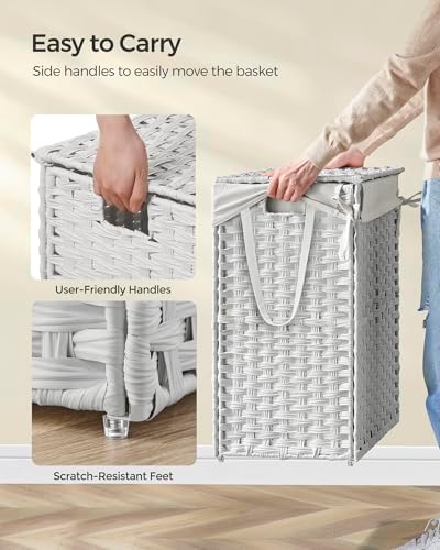 SONGMICS Laundry Hamper with Lid, 23.8 Gal (90 L) Synthetic Rattan,Foldable - Image 4