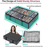 Onlyeasy 2 Pack Under Bed Shoe Storage Organizers with Handles & Clear window (Fit 14 +14 Pairs), Sturdy Underbed Box Organizer Shoe Storage Bags for Kids & Adults, Linen-like Black, MXAUBS14S14 - Image 4
