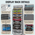Kotkn Over The Door Shoe Organizer with 12 Large Breathable Pockets - Durable Hanging Storage for the Entire Family's Shoes (Gray) - Image 3