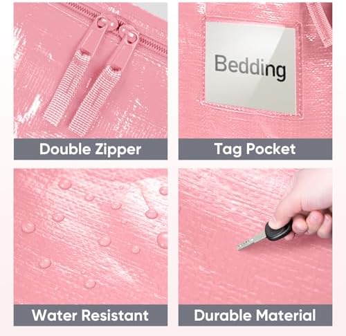 TICONN 2 Pack Extra Large Moving Bags Heavy Duty with Zippers & Carrying Handles, Durable Storage Bags Moving Boxes for Closet Organizers and Storage (2 Pack, Coral) - Image 6