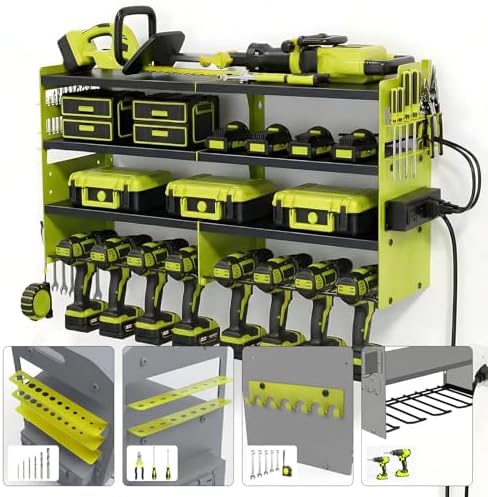 Large Power Tool Organizer Wall Mount with Power Station - Image 3