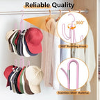 NANATI Hat Hangers for Closet, Stainless Steel Hat Organizer, Hat Racks for Baseball Caps, Cap Organizer for Baseball Caps, 1 Pack, Pink - Image 2
