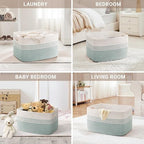 100L Extra Large Woven Laundry Basket Hamper with Handles, Green - Image 4