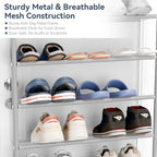 Whitmor 36 Pair Over the Door Shoe Rack,12 Tier Hanging Shoe Organizer with Metal Frame & Mesh Shelves, Heavy Duty Shoe Storage Holder for Door, No Drill Installation, 74" H x 21.7" W x 7.5" D, Grey - Image 5