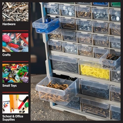 Stalwart 39-Drawer Plastic Small Parts Organizer, Black - Image 5