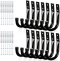 KURUI Large Metal Wall Hooks for Hanging Living Room/Bedroom/Garage, 14Pcs Garage Organization and Storage Hook for Tool Coat Backpack Bag, Black Wall Mount Hanges for Outdoor Indoor by KURUI