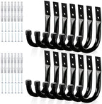 KURUI Large Metal Wall Hooks for Hanging Living Room/Bedroom/Garage, 14Pcs Garage Organization and Storage Hook for Tool Coat Backpack Bag, Black Wall Mount Hanges for Outdoor Indoor by KURUI