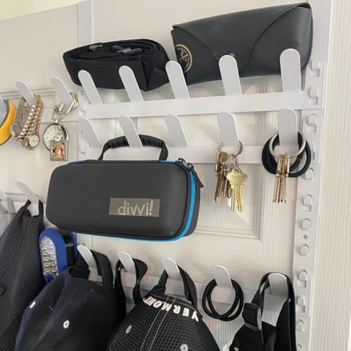 Evelots Rack for Purses, Belts, Jewelry, Ties, Hats - New Over the Door Organizer - Adjustable 8 Tier - 40 Hooks for Multi Uses - Easy Assembly - No Tools Needed - White Coated Sturdy Metal - Image 4