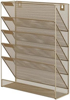 EasyPAG 5 Tier Wall File Holder, Mesh Hanging Folder Organizer with Classify Label, Versatile Desk File Holder, Vertical Wall Mounted Mail Organizer for Office Home Cubicle, Gold - Image 2