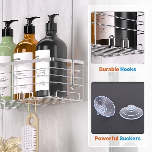YUOROS 304 Stainless Steel Shower Caddy Hanging (Silver) - Image 3