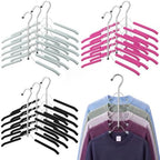 Ripeng Space Saving Clothes Hanger 9 Packs 5 in 1 Multi Layer Anti Slip Metal Heavy Duty Stainless Steel Sweater Shirt Clothes Hangers Closet Storage Organizer (Rose Red, Black, Gray, Style 1) by Ripeng