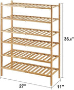 viewcare 6-Tier Bamboo Shoe Rack for Entryway, Stackable | Foldable | Natural, Shoe Organizer for Hallway Closet, Free Standing Shoe Racks for Indoor Outdoor - Image 3