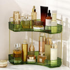 Corner Bathroom Counter Organizer Bathroom Countertop Shelf Makeup Organizer for Vanity Perfume Tray for Corner Storage (2 Tiers, Green) by Weidace