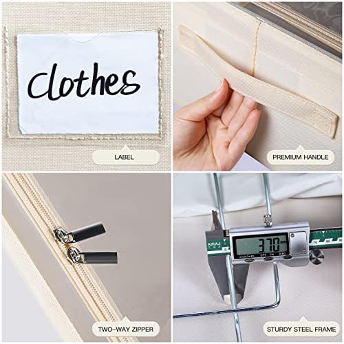 CYhom Under Bed Storage Bins Frame Storage Box Oxford Fabric Sturdy Underbed Container Foldable Stackable Large Capacity Clothes Organizer - Image 4