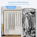 Suit Bags for Closet Storage Garment Bag (24'' x 40'' Set of 12) Clear Garment Bags for Hanging Clothes Plastic Waterproof Suit Cover Bag with Zipper for Coats, Jackets, Shirts Closet - Image 6