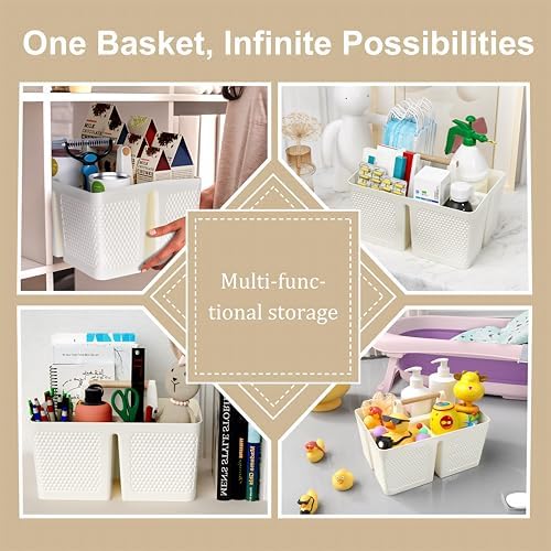 Shower Caddy Portable and Cleaning Caddy Organizer for Bathroom, Kitchen,Toiletries Storage, Caddy organizer with handle, Rust-Resistant, Durable Material(Milky White, 9.36"L×7.73"W×7.24"H) - Image 4
