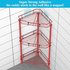 HuggieGems Metal Floor Standing Corner Shower Caddy, Red, 3 Tier - Image 2