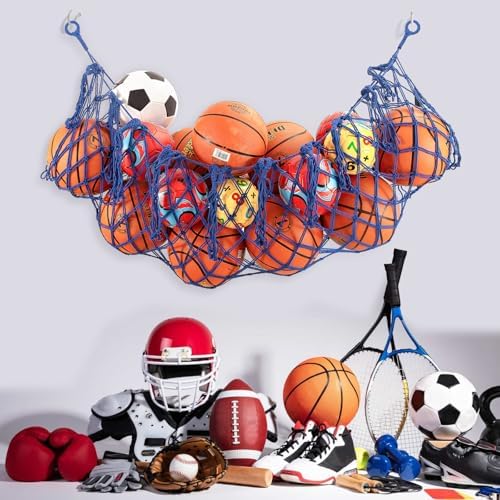 Sports Ball Storage Net,Hanging Basket Organizer Net for Basketballs,Volleyballs Soccer, Sport Equipment Organizer Storage Mesh Bag,Garage Ball Storage,Football Soccer Sports Ball Mesh Net - Image 3
