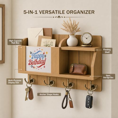 Rebee Vision Key Holder Wall Mount with Chalkboard for Home Decor, Yellow - Image 3