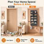5 Tier Over the Door Shoe Organizer with 3 Bottom Hooks, Beige - Image 6