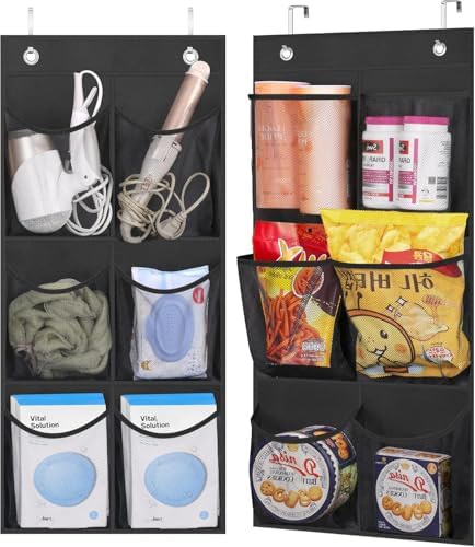 KIMBORA 2 Packs Narrow Over the Door/Wall Shoe Organizer, Small Hanging Shoe Rack for Closet with Clear Mesh Pocket for Bathroom, RV, Pantry, Camping (Black) by KIMBORA