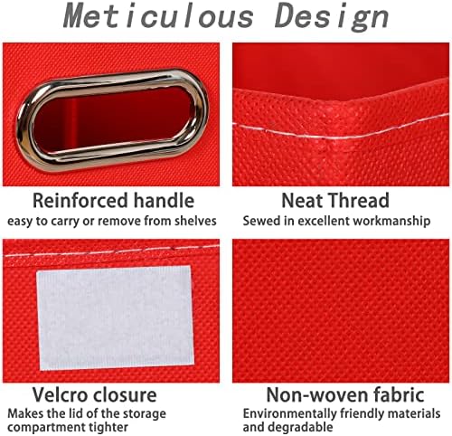 Closet Organizers Fabric Storage Bins With Lids Collapsible Cube Storage Organizer Basket With Handles,Storage Boxes for Clothes Storage,Office,Laundry,Shelves,6 Pack,（Red） - Image 7