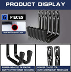 Dreecy J Utility Hooks for Hanging Heavy Duty Garage Storage Utility Hooks for Garage Wall, Color Black, 6 Pack - Image 4