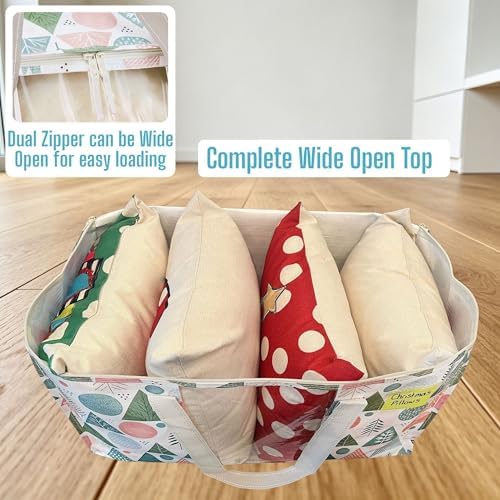 VENO 4 Pack Moving Bags, Large Christmas Storage Bins with lids, Packing Supplies for College, Alternative to Moving Boxes, Foldable, Heavy-Duty Tote, Christmas Pattern (Pastel Forest, 4 Pack) - Image 2
