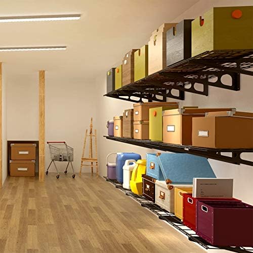 FLEXIMOUNTS 4-Pack 2x6ft 24-inch-by-72-inch Wall Shelf Garage Storage Rack Floating Shelves, Black, Classic Series - Image 2